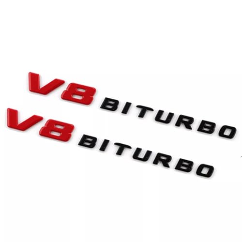 Image of 2PCS 2017+ V8 Biturbo Left & Right Side Decal Badge Sticker Emblem (Red Black)