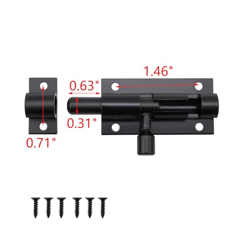 MY MIRONEY Black Barrel Bolt Latch Aluminum Alloy Slide Bolt Latch 2 Inch Door Latch Security Sliding Lock with Screws Pack of 4