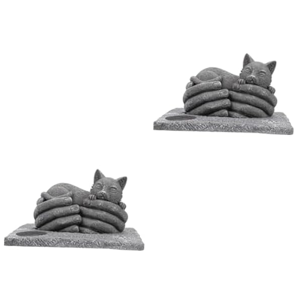 PATKAW 2 Stks Grafsteen Kat Begrafenis Marker Kat Plaques Voor Graven Gedenkteken Graf Marker Outdoor Standbeelden Herinnering Geschenken Huwelijksceremonie Decoraties Gedenksteen Met