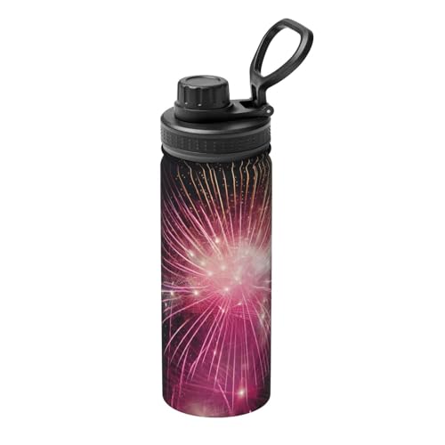 Fireworks - Botella de agua deportiva aislada de acero inoxidable de 18 onzas para exteriores