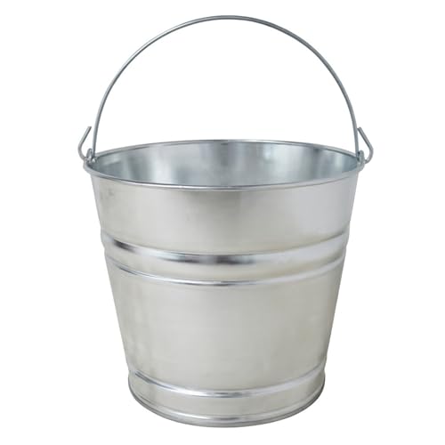 2 Gallon Natural Galvanized Steel Bucket/Pail with Handle | for Kitchen, Outdoor, Camping, Champagne Drink Cooler Storage Ice Pails, Succulents, Home Parties Bar Cooling Supplies, 8 Quarts