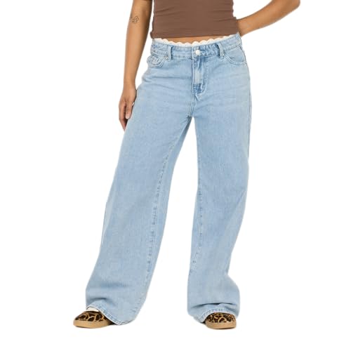 Light-wash high-rise wide-leg jeans