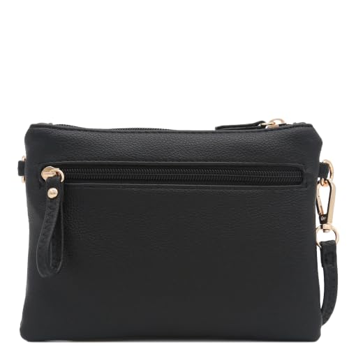 Image of FashionPuzzle Multi Zipper Pocket Small Wristlet Crossbody Bag