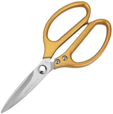 Kitchen Scissors, Multifunctional Kitchen Scissors Japanese Scissors Stainless Steel Chicken Bone Scissors Food Scissors Aluminum Alloy Scissors(Color:Gold)