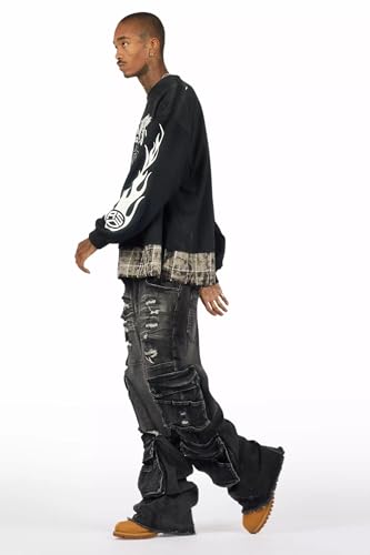 Men's Keylor Washed Black Baggy Fit Jean in4