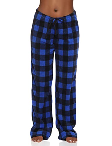 Just Love Women's Buffalo Plaid Plush Check Pajama Pants, Buffalo Plaid Royal / Black, X-Large #TOP2