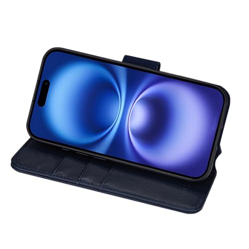 CHALK & HIDE Genuine Leather Wallet Case for iPhone 16 (6.1"), Navy Blue - Image 4