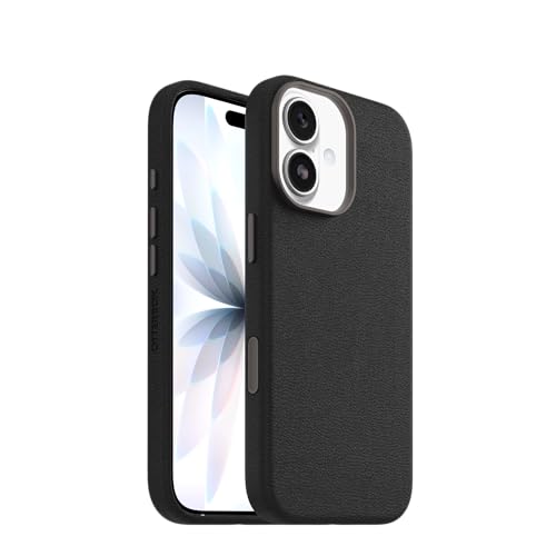 Image of OtterBox iPhone 17 Symmetry Series Cactus Leather Case - Noir Ash - Black - Slim, Premium Protective iPhone Case