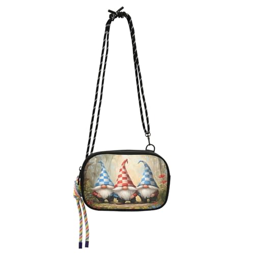 STAYTOP Three Cute Gnomes Small Crossbody Bag Cellphone Purse Wallet for Women & Men,Mini Travel Purse-Three Cute Gnomes