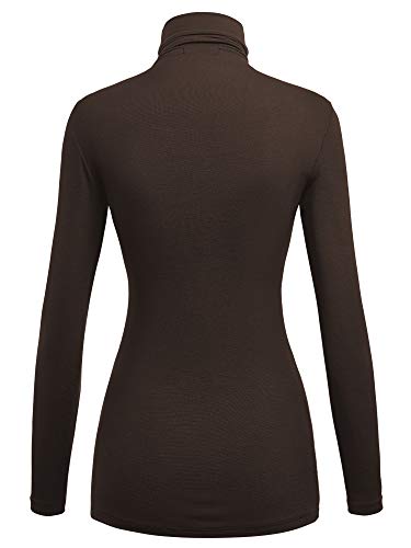 Image of Lock and Love Women's Turtleneck Top Lightweight Long Sleeve Slim Fit Pullover, Soft Rayon Stretch Layering Basic, S-3XL