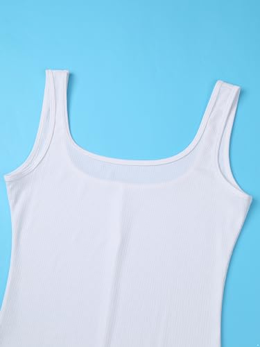 YiZYiF Men's Spandex Ballet Sleeveless Full Body Tight Jumpsuit Unitards Dance Costumes White Large