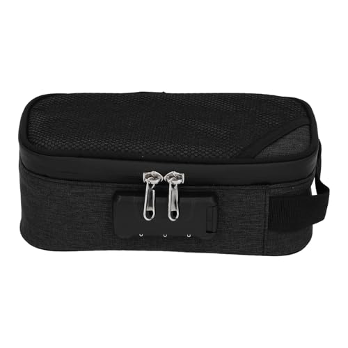 BAOFUYA Smell Proof Case, Activated Carbon Fabric Smell Proof Box Lockable Box Bag Travel Storage Case for Cash Passports Wallet (Black)
