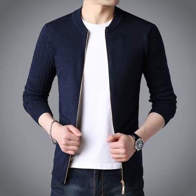 Sweater Men Solid Knitwear Sweater Slim Fit Zipper Sweater Pull Homme