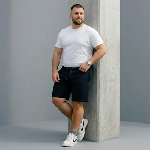 Image of Khakey The Men's Cotton Short for Men | Knee Length Plus Size Shorts for Men | Mens Regular Fit Cotton Lounge & Casual Short's | Soft Fabric (XXL, 3XL, 4XL, 5XL, 6XL, 7XL, 8XL)