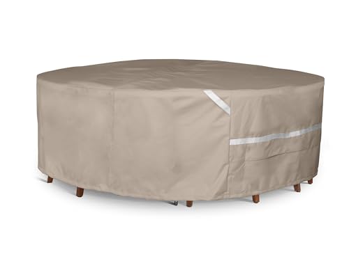 Covermates Round Firepit/Chair Set Cover - Weather Resistant Outdoor Cover, Heavy Duty Table and Chair Cover Set for Fire Pit, Prestige 900D Polyester, Round 54DIAMETER x 25H, Clay