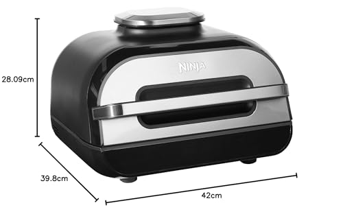 Ninja Foodi MAX Parrilla de interior y Freidora de aire con sensor digital de cocción, 5,7 l, Freír con aire, Parrilla, Asar, Hornear y más, piezas aptas para lavavajillas, en gris y plata, AG551EU