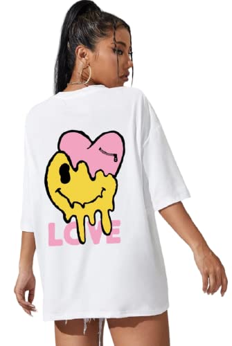 Image of DENIMHOLIC Cotton Half Sleeve Printed Oversized t Shirts for Women, Loose t Shirts for Women, Baggy t Shirt for Women, Graphic Tshirt for Women Oversize,