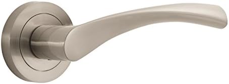 Designer Levers Hiatt Hardware Marvel Lever on Rose Door Handles Pair in Polished Chrome Finish - Interior Use Door Handle - Round Modern Design