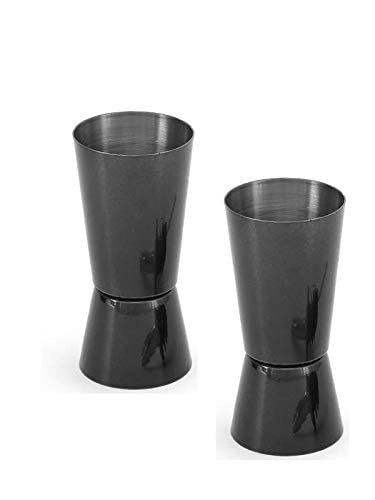 King International Stainless Steel Double Peg Measure,Black 2 Pc,Peg Measurer,Jigger,Alcohol Measure Cup,30-60ml, Cocktail Measure,Bar Tools,Bar Accessories
