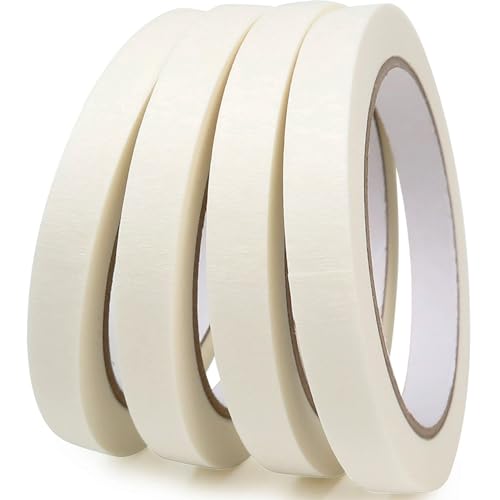 DOAY 4 Pack White Artist Tape - Art Masking Tape for Watercolor Paper, Canvas Acrylic Painting, Curves, Framing, Paint, Gouache, Console - Acid Free Drafting Tape 0.60