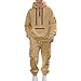 Fleece Lined Men Tracksuit Set 2 Piece Sets - Tactical Hoodies Quarter Zip Pullover & Cargo Joggers Athletic Sweatsuits Thermal Clothes Gym Outfits Winter Fall Fashion 01# Khaki Large