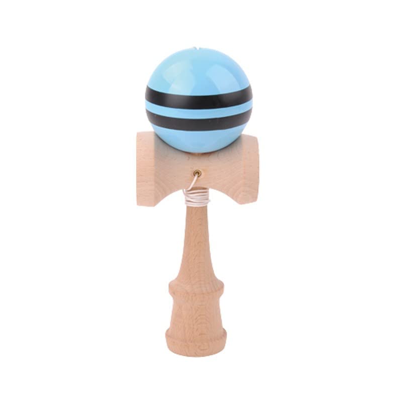 Kendama en bois de Hêtre boule 6 cm bleue bande noire