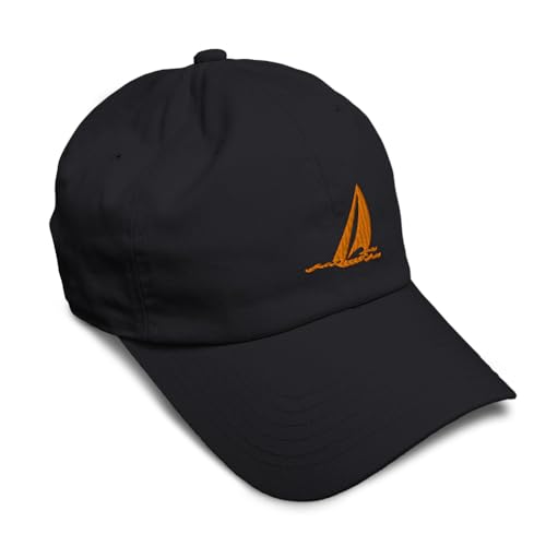 Speedy Pros - Speedy Pros Soft Baseball Cap Sail Boat Sailing Captain Embroidery Twill Cotton Dad Hats for Men & Women Buckle Closure Black Design Only