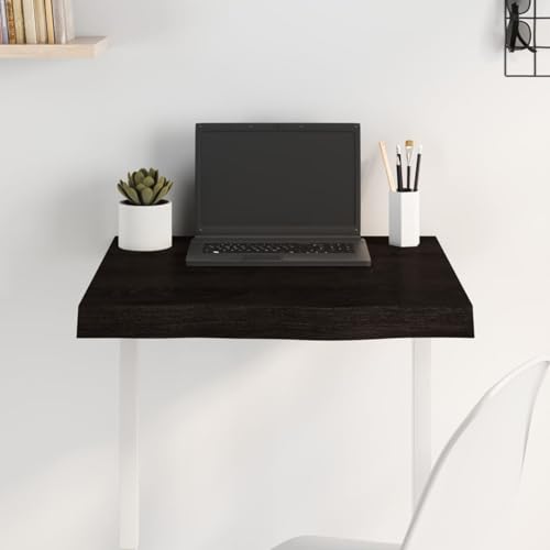 Plateau de table chêne massif bistrot marron foncé 60x60 cm pour café cocooning