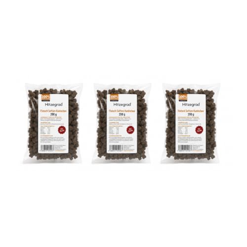 Hitzegrad Fleisch Softies Kaninchen | 3er Pack | 3 × 200 g | Ergänzungsfuttermittel für Hunde | Schmackhafte Belohnung