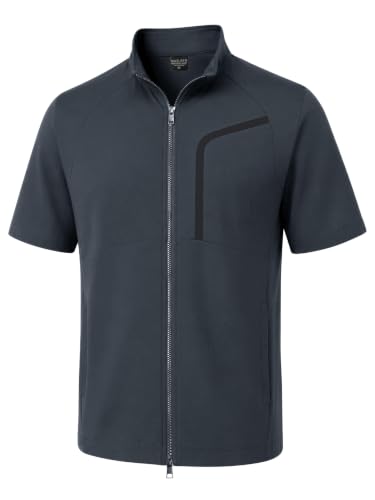 M MAELREG Golf Shirts for Men with Button Pockets Mositure Wicking Running Jackets for Men Lightweight Stretch