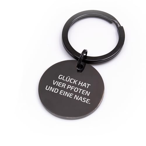 FELLSOCKE Personalisierte Hundemarke aus Edelstahl - 25mm | 30mm | 35mm, Individuell gravierbar, Robuste Tiermarke, Dogtag Anhänger Hunde, Pferde, Katzen & Welpen (Schwarz, 25 mm)