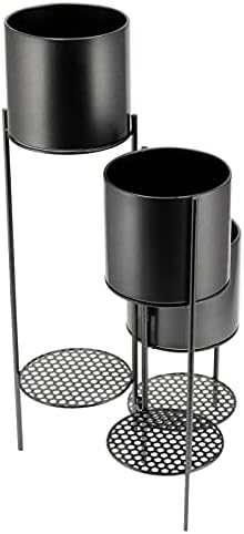 Metal Plant Stand, 6 Tier High Low Flower Shelves Planter Rack Pot Stand Ladder Storage Organizer Display Tall Plant Stand Plant Holder for Home Indoor Outdoor Garden Balcony Patio Approx. 81cm(black)