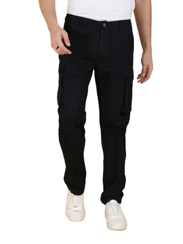 Image of KOTTY Men's Streetwear Style Utility Cargo Pants with Drawstring Waist and Flap Pockets