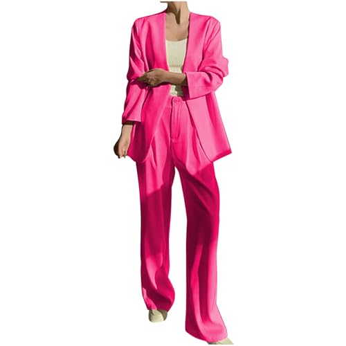 Ensemble de travail décontracté avec blazer manches longues et pantalon large fluide