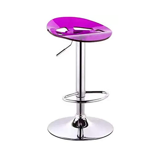 Moolo Bar Stool, Acrylic Material 360 Degree Rotating Height Adjustable Chrome Stainless Steel Bar Chair(Load 330.70 Lbs) (Color : Purple) #TOP1