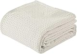 Cotton Blankets Oversized King Size for Bed -Waffle Weave Blankets for Summer, Cozy and Soft Woven Blankets, Lightweight Fall Blankets, Ivory, 120x94 inches