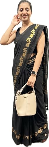 Image of Women's Mul Cotton Saree with Tassels | Soft Mulmul Saree | Woven Stripes & Zari Line | 5.5 Metres - Without Blouse