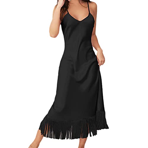 Pyjama satin femme longue avec sangles réglables