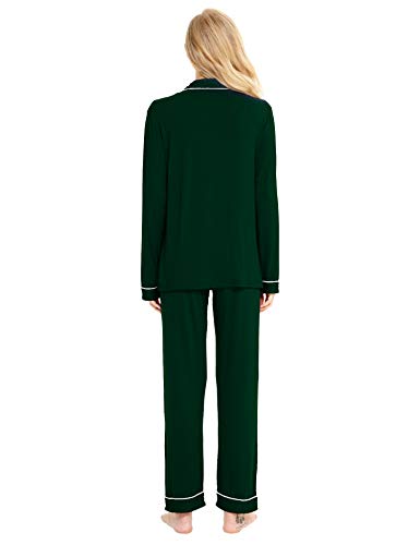 Image of SWOMOG Womens Pajamas Set Long Sleeve Sleepwear Button Down Nightwear Soft Cotton Pj Lounge Sets