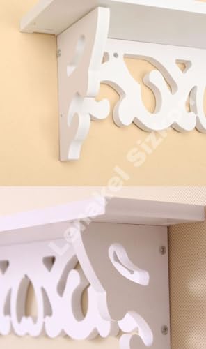 Image of Beautiful Wooden Shabby Chic Style Floating Wall Shelves | Bookshelf | Wall Mounted Decorative Display Shelf |Wall Brackets for Living Room (Set of 2 (White))
