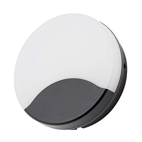 LITECRAFT Alford Wall Light 15W Outdoor Integrated LED Bulkhead in Black - (Round, No Sensor)
