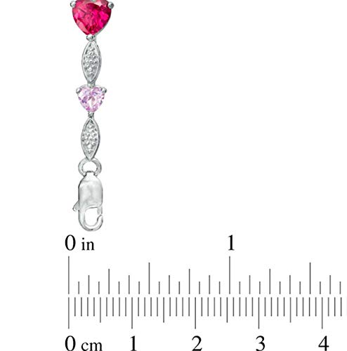 6 Ct Heart Cut Created Ruby & Pink Sapphire Link Bracelet 14K White Gold Finish Length-7" #TOP2