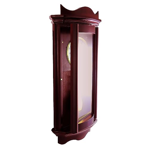 Bedford Clock Collection Wood Weathered Wall Clock with Pendulum, BED1247CHR, Cherry Wood