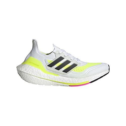 Adidas Ultraboost 21 Running Shoe, White/Black/Solar Yellow, 4 Us Unisex Big Kid #TOP5