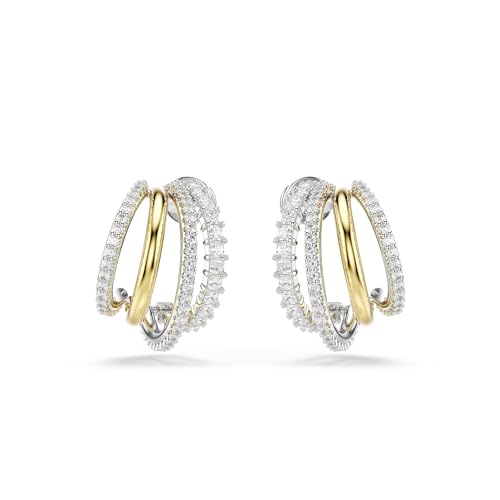 Swarovski Hyperbola Hoop Earrings, Mixed Cuts, Mini, Clear, Mixed Metal Finish2