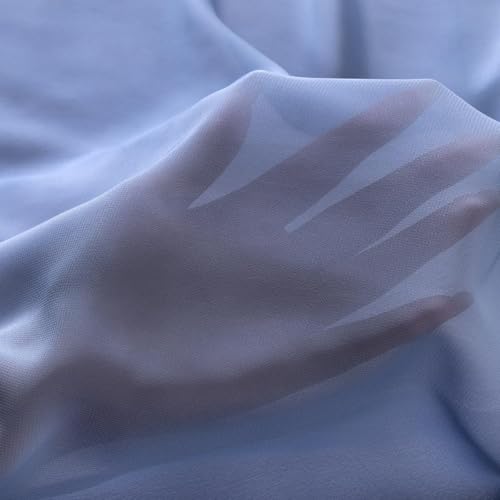 Image of MLMC Dusty Blue Chiffon Fabric by The Yard Pre-Cut Sheer Chiffon Arch Fabric 10 Yards Airy Continuous Draping Panels 60 inch Wide for Wedding Backdrop Craft Ceiling Decor
