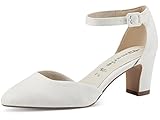 Absatzform: Blockabsatz Tamaris Damen 1-1-24432-20 Pump with Strap, White Glam, 39 EU
