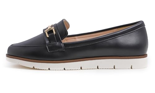 Image of FEVERSOLE Women's Comfort Penny Loafer Geniune Leather Insole Flexible Walking Driving Shoes