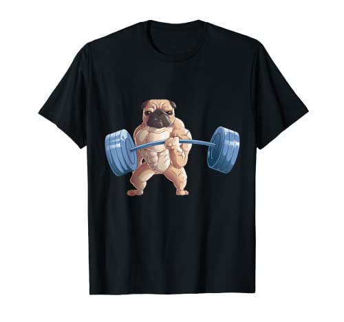 Carlino sollevamento pesi | Carino cane palestra Pet divertente Bodybuilding regalo Maglietta