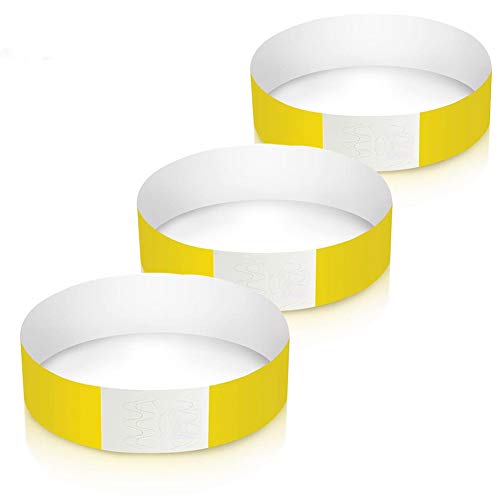 使い捨てリストバンド100枚入り の耐久性&耐水性、カラーも豊富 イベント用 人数カウント 水場でも適用 再入場管理に 7色選択可能 (イエロー)